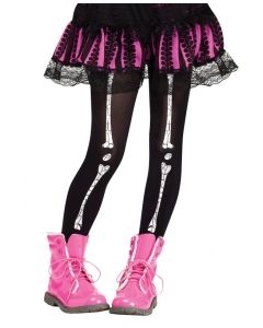 Child Footless Tights - Crackle Bones (LE90326C)